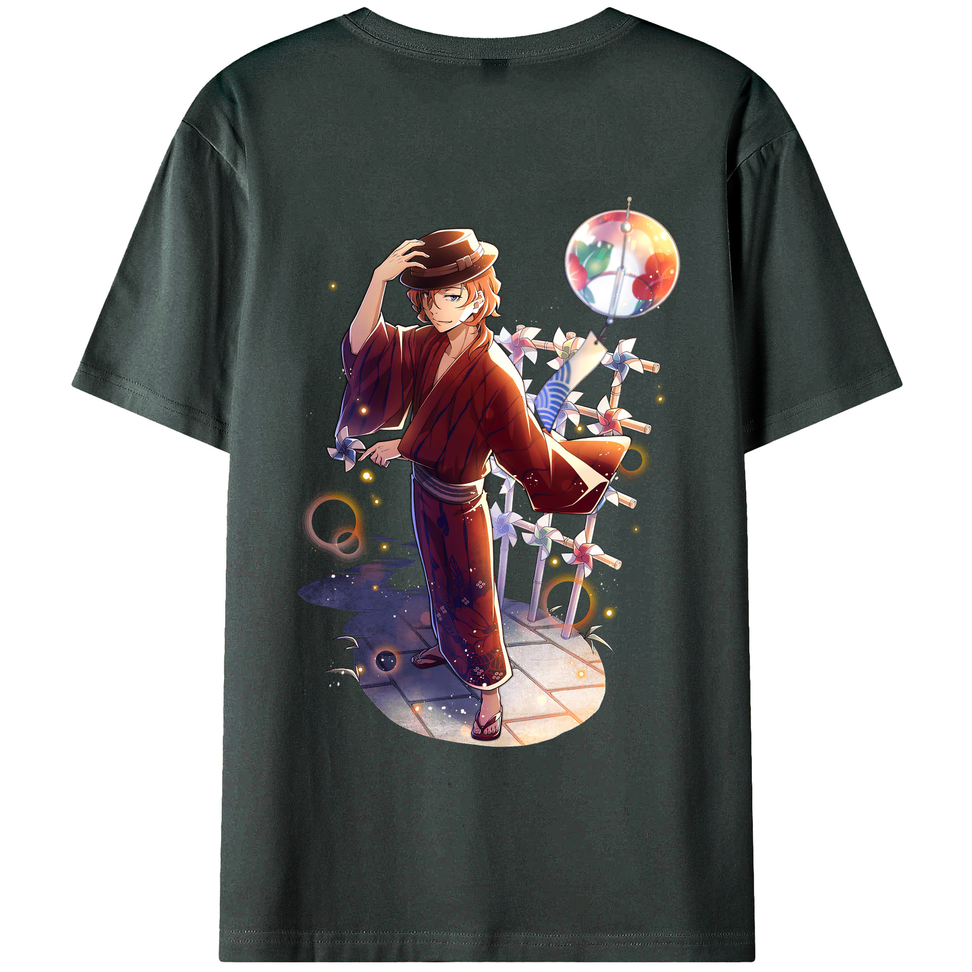 （画像用） 文豪ストレイドッグス Bungo Stray Dogs 綿100％ メンズ半袖Tシャツ（バックプリント） 通気性